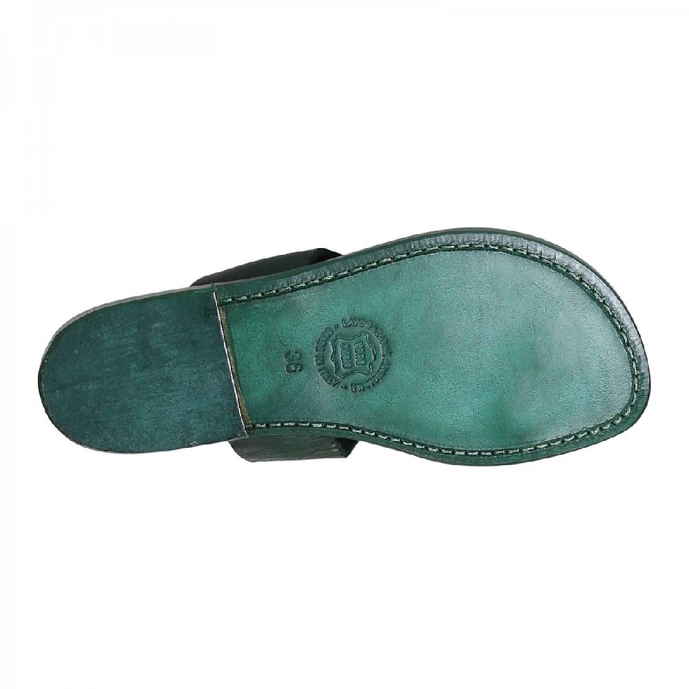 Lartigiano Del Cuoio Ciabatte infradito donna in pelle verde artigianali Shopping Online