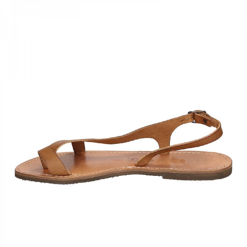 Lartigiano Del Cuoio Sandali infradito artigianali da donna in pelle color cuoio Prezzo Ridotto