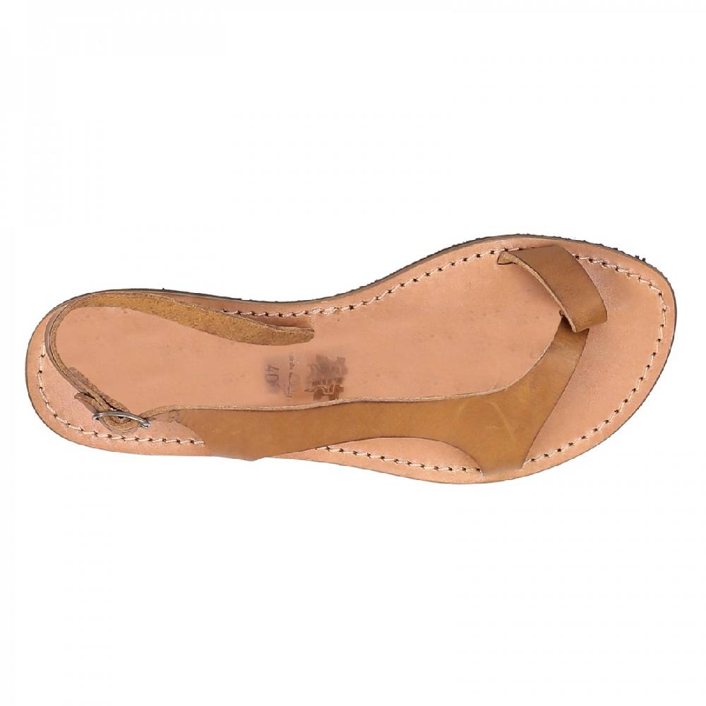 Lartigiano Del Cuoio Sandali infradito artigianali da donna in pelle color cuoio Prezzo Ridotto