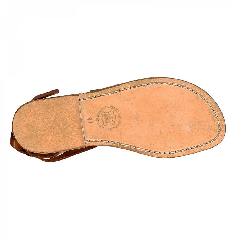 Lartigiano Del Cuoio Sandali donna fatti a mano in pelle colore cuoio Presa