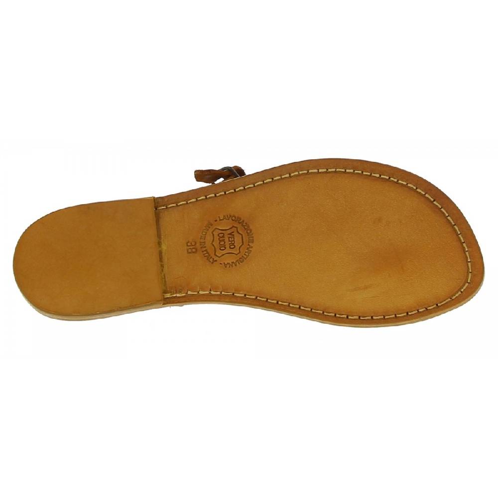 Lartigiano Del Cuoio Sandali infradito artigianali da donna in pelle color cuoio Sconto