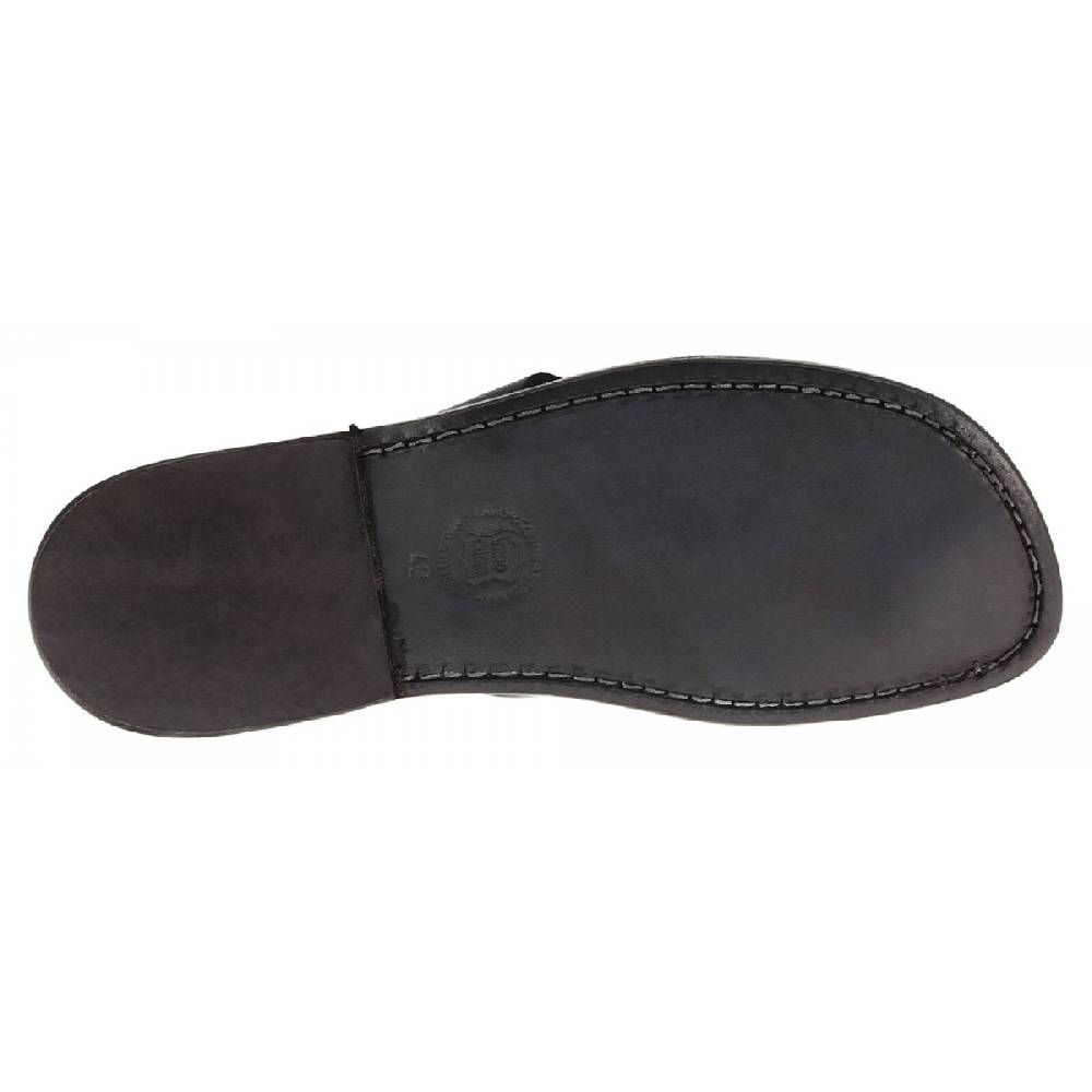 Lartigiano Del Cuoio Infradito uomo in pelle nera fatti a mano Vendite Flash