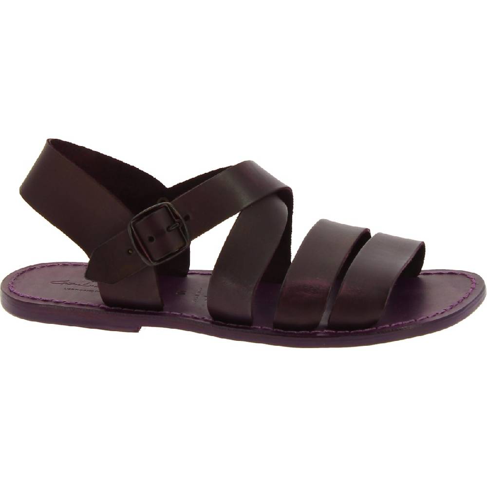 Lartigiano Del Cuoio Sandali uomo fatti a mano in pelle color prugna Moda