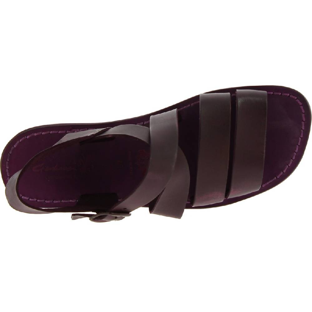 Lartigiano Del Cuoio Sandali uomo fatti a mano in pelle color prugna Moda