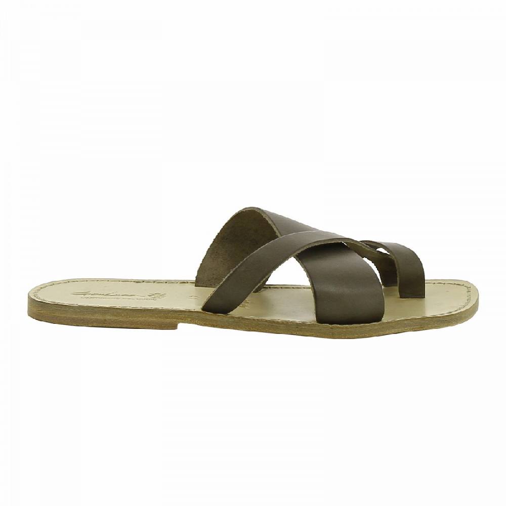 Lartigiano Del Cuoio Ciabatte infradito uomo in pelle color fango artigianali Shopping Online