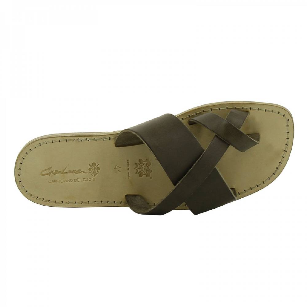 Lartigiano Del Cuoio Ciabatte infradito uomo in pelle color fango artigianali Shopping Online