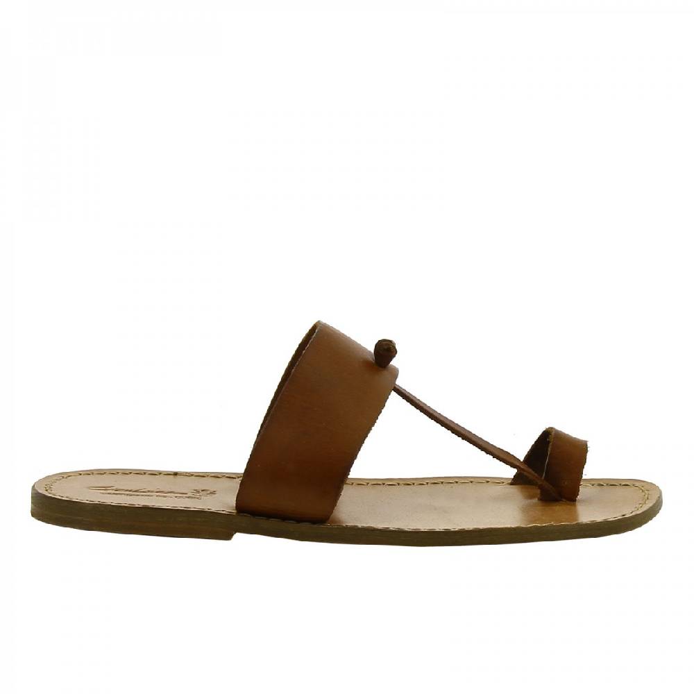 Lartigiano Del Cuoio Ciabatte infradito da uomo in pelle color cuoio fatte a mano Sconto