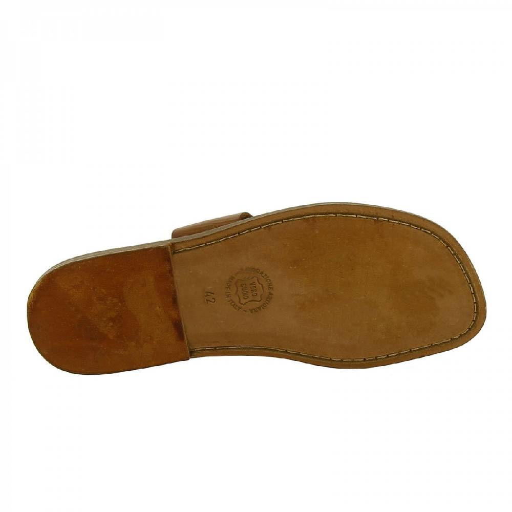 Lartigiano Del Cuoio Ciabatte infradito da uomo in pelle color cuoio fatte a mano Sconto