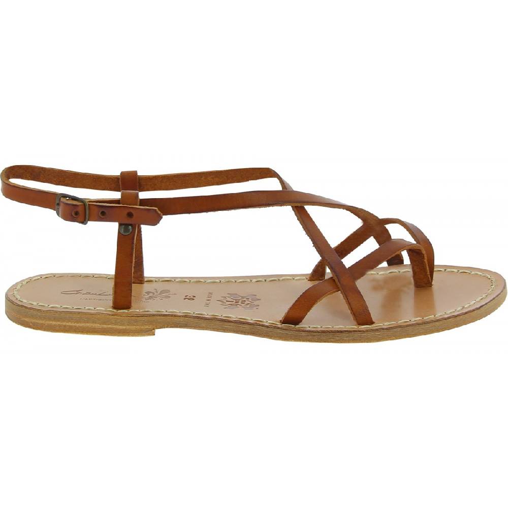 Lartigiano Del Cuoio Sandali da donna in pelle color cuoio fatti a mano Economico