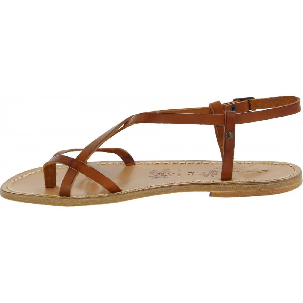 Lartigiano Del Cuoio Sandali da donna in pelle color cuoio fatti a mano Economico