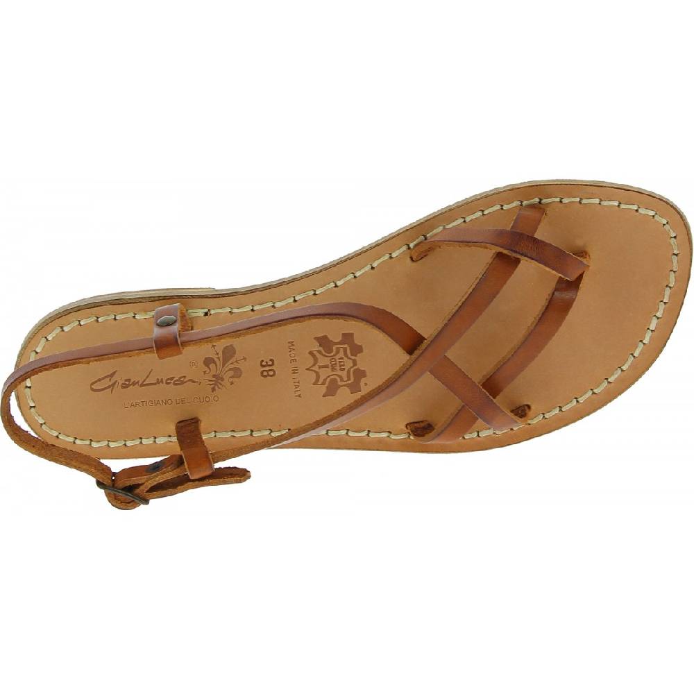 Lartigiano Del Cuoio Sandali da donna in pelle color cuoio fatti a mano Economico