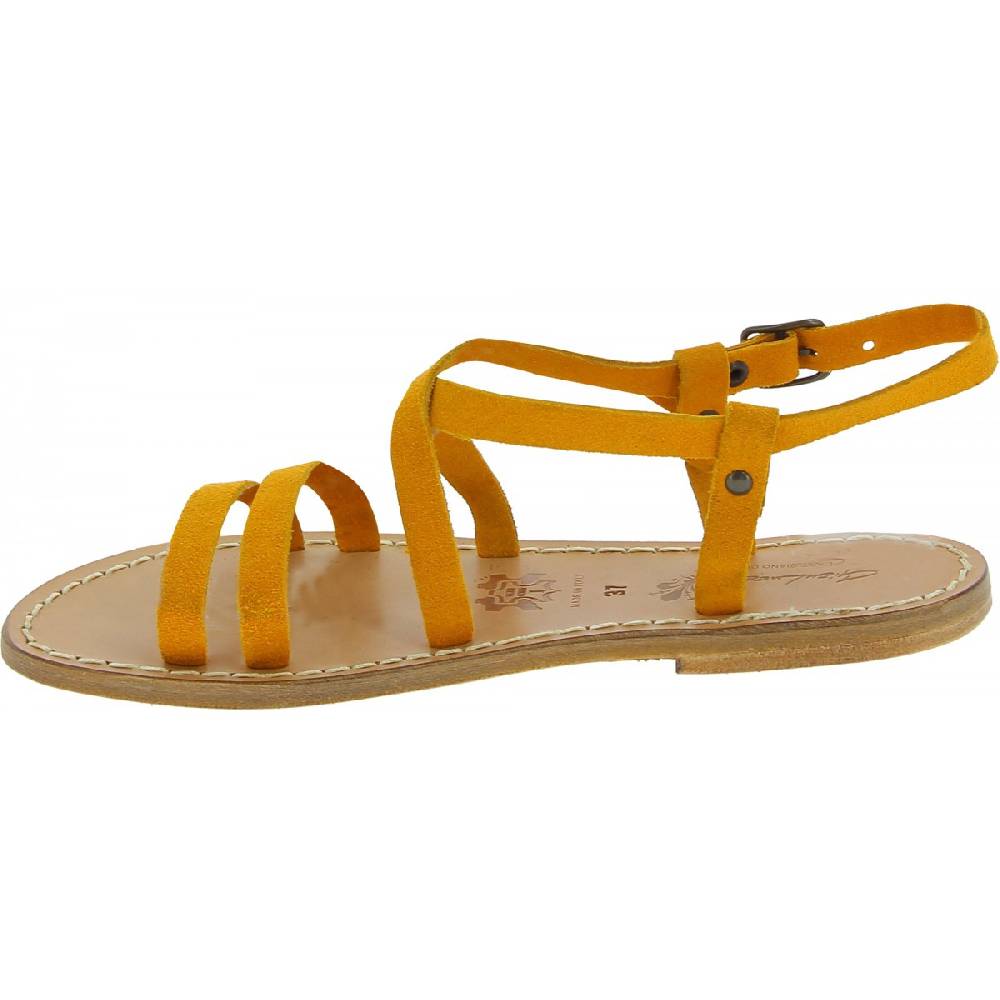 Lartigiano Del Cuoio Sandali donna in pelle nabuk color ocra fatti a mano Saldi
