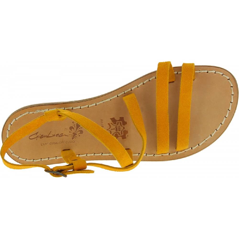 Lartigiano Del Cuoio Sandali donna in pelle nabuk color ocra fatti a mano Saldi