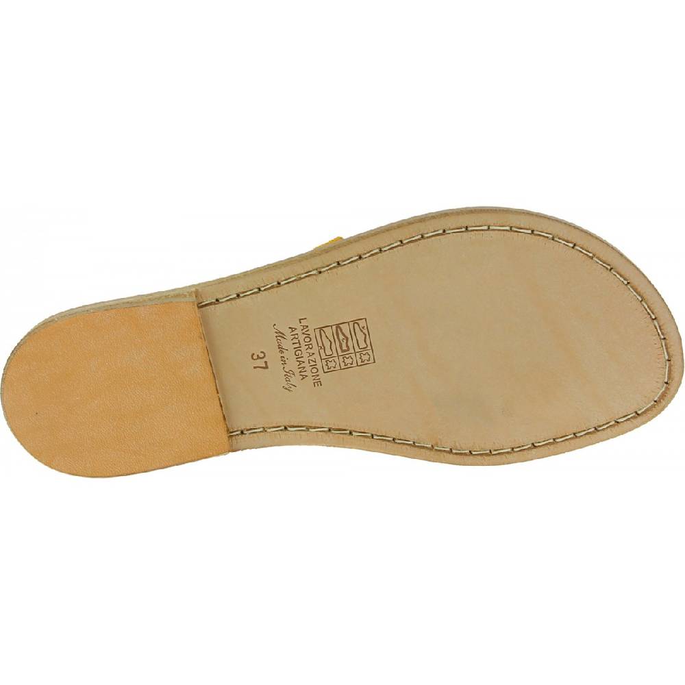 Lartigiano Del Cuoio Sandali donna in pelle nabuk color ocra fatti a mano Saldi