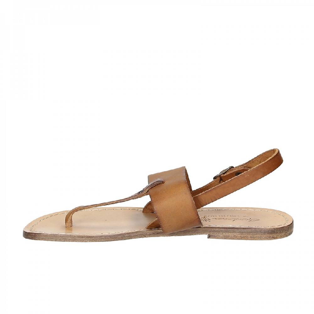 Lartigiano Del Cuoio Sandali infradito donna in pelle marrone Vendita Calda
