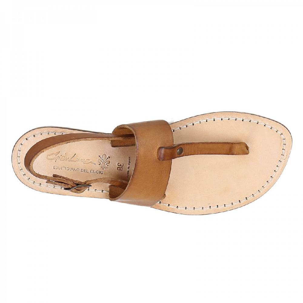 Lartigiano Del Cuoio Sandali infradito donna in pelle marrone Vendita Calda