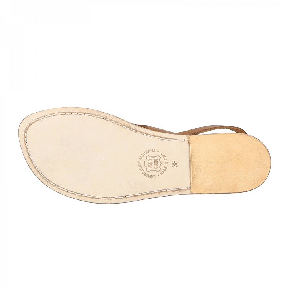 Lartigiano Del Cuoio Sandali infradito donna in pelle marrone Vendita Calda