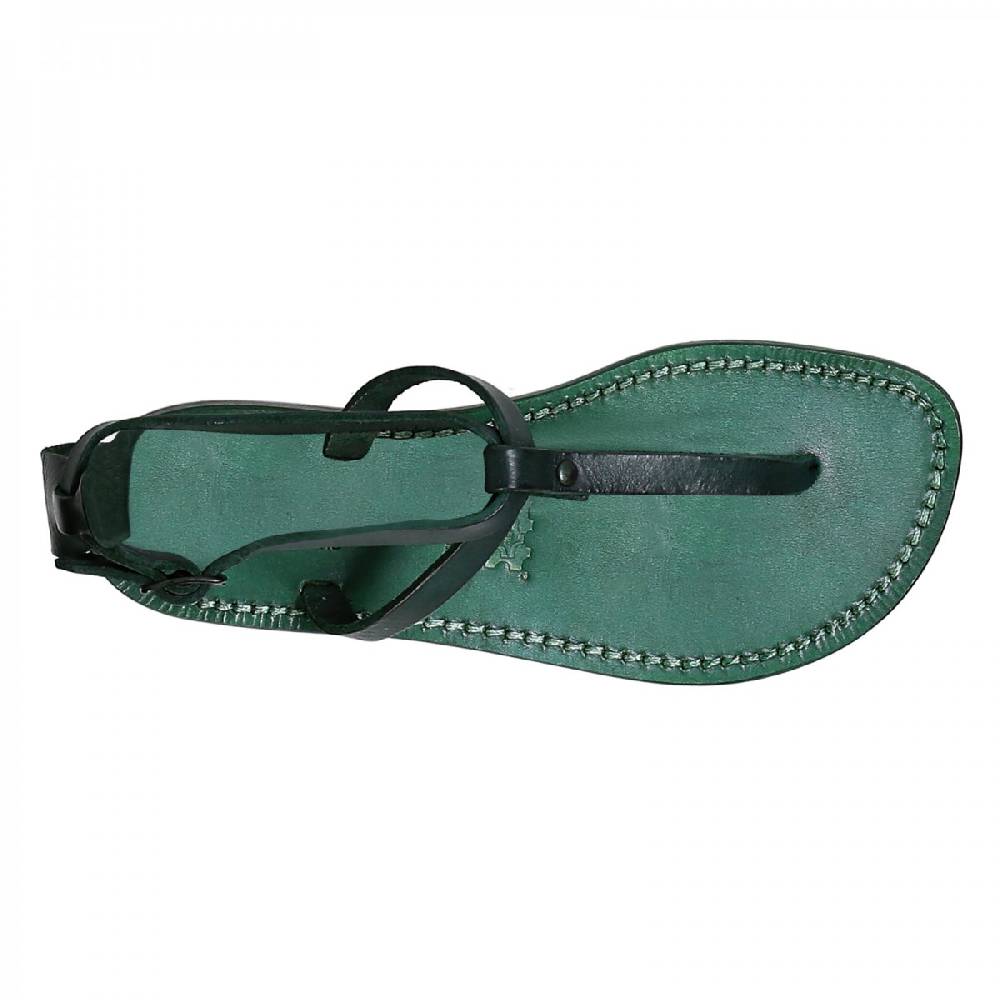 Lartigiano Del Cuoio Sandali infradito donna fatti a mano in pelle verde Saldi Di Fabbrica