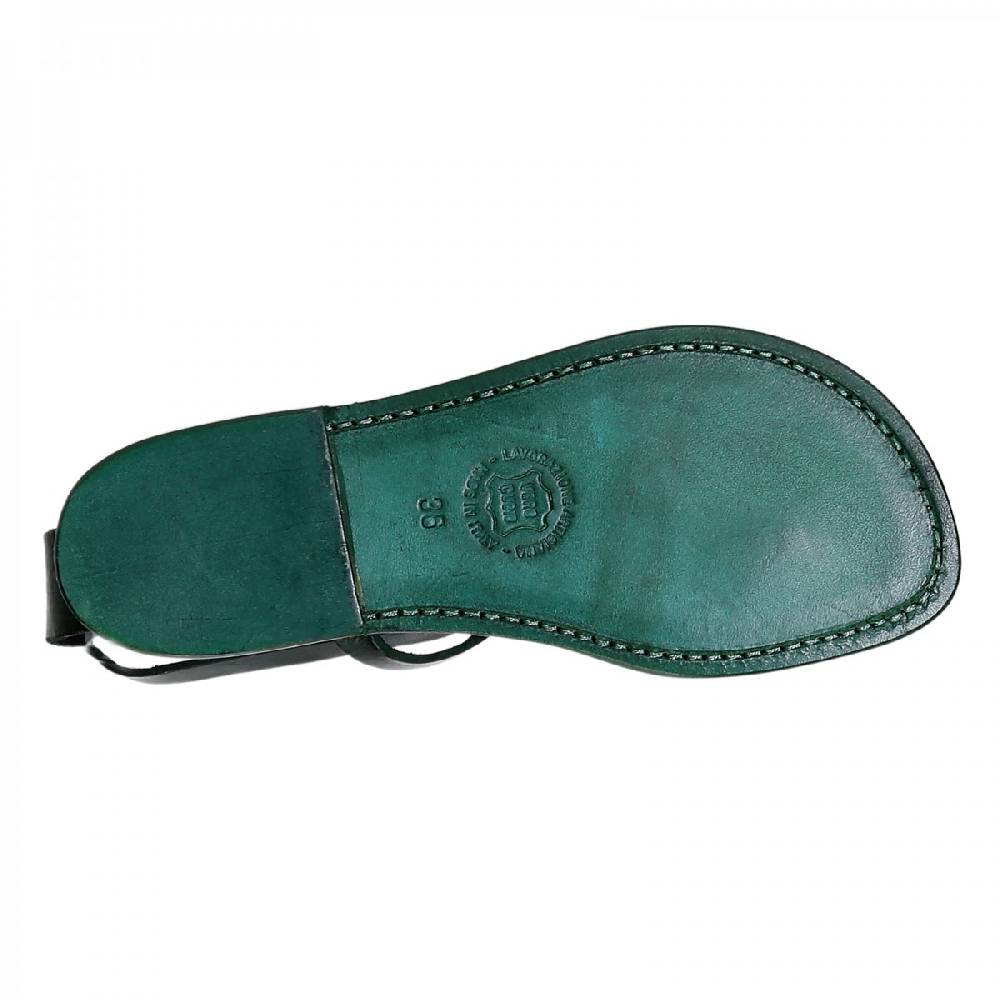 Lartigiano Del Cuoio Sandali infradito donna fatti a mano in pelle verde Saldi Di Fabbrica