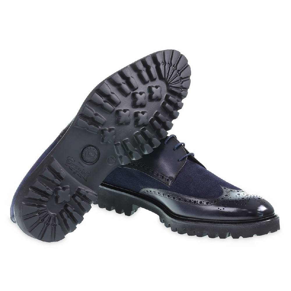 Lartigiano Del Cuoio Derby con coda di rondine in pelle di vitello blu notte - Fratelli Borgioli - Artigianalità Italiana Moda