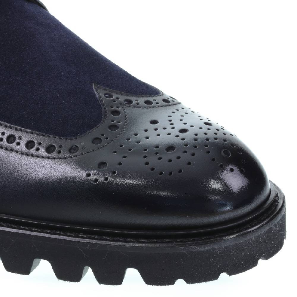 Lartigiano Del Cuoio Derby con coda di rondine in pelle di vitello blu notte - Fratelli Borgioli - Artigianalità Italiana Moda