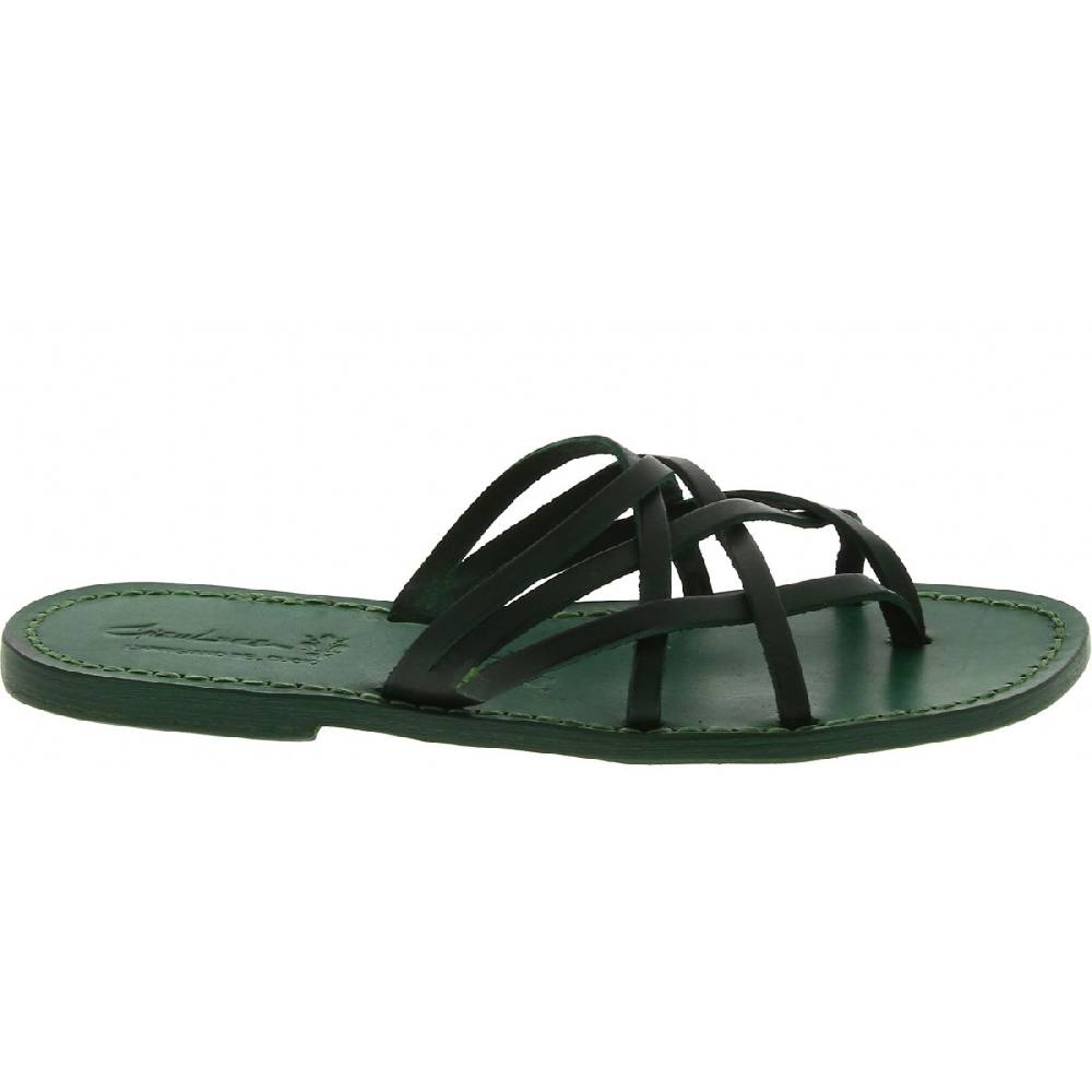 Lartigiano Del Cuoio Infradito donna in pelle intrecciata verde fatti a mano con suola in cuoio Promozione