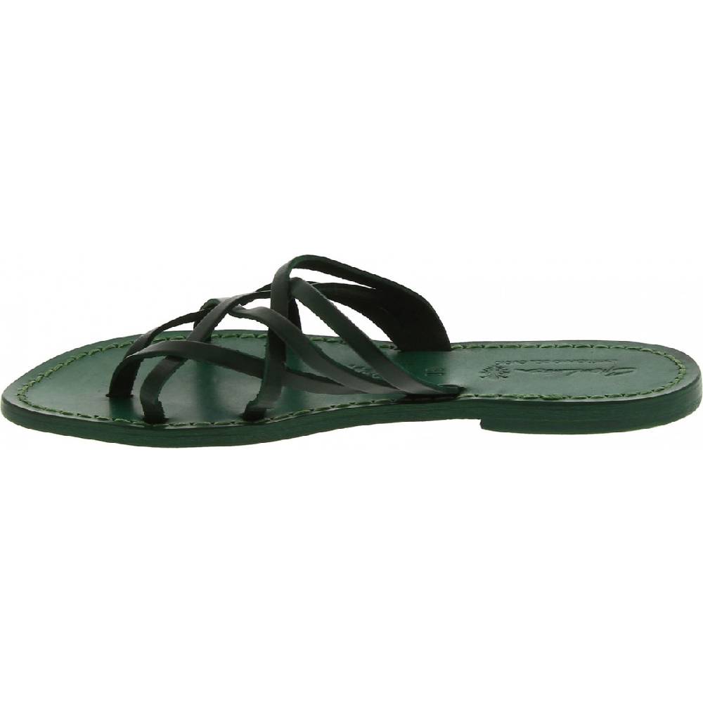 Lartigiano Del Cuoio Infradito donna in pelle intrecciata verde fatti a mano con suola in cuoio Promozione
