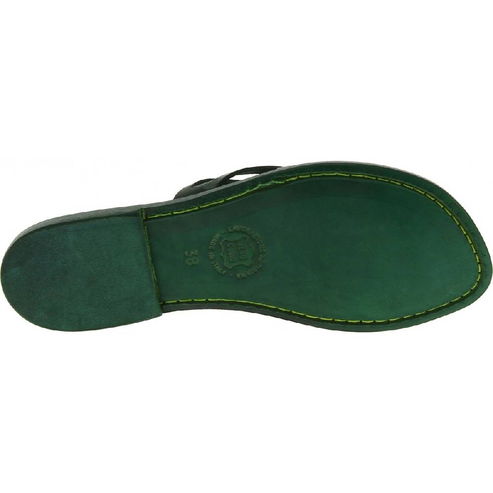 Lartigiano Del Cuoio Infradito donna in pelle intrecciata verde fatti a mano con suola in cuoio Promozione