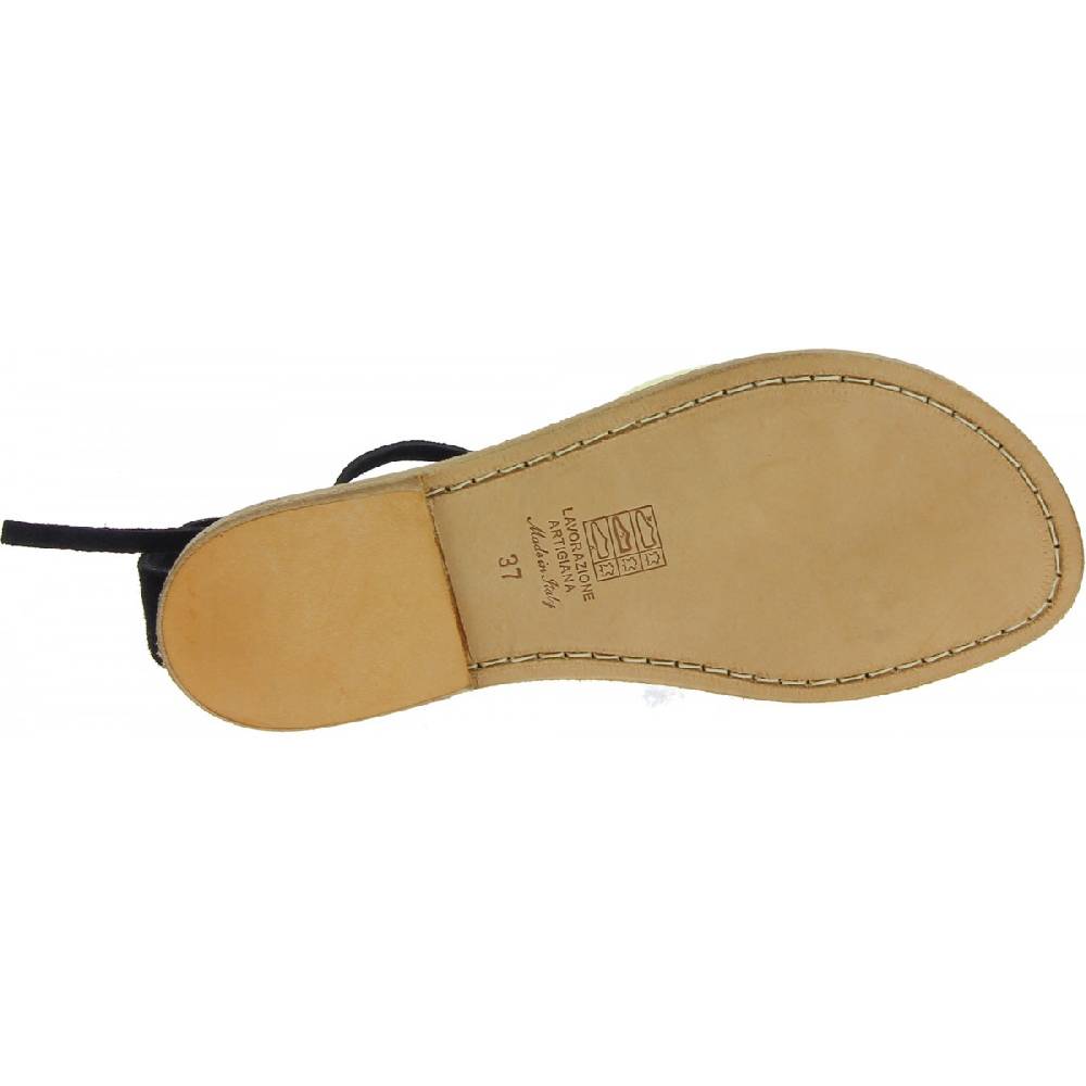 Lartigiano Del Cuoio Sandali gladiatore donna in pelle nabuk nero fatti a mano Qualità Garantita