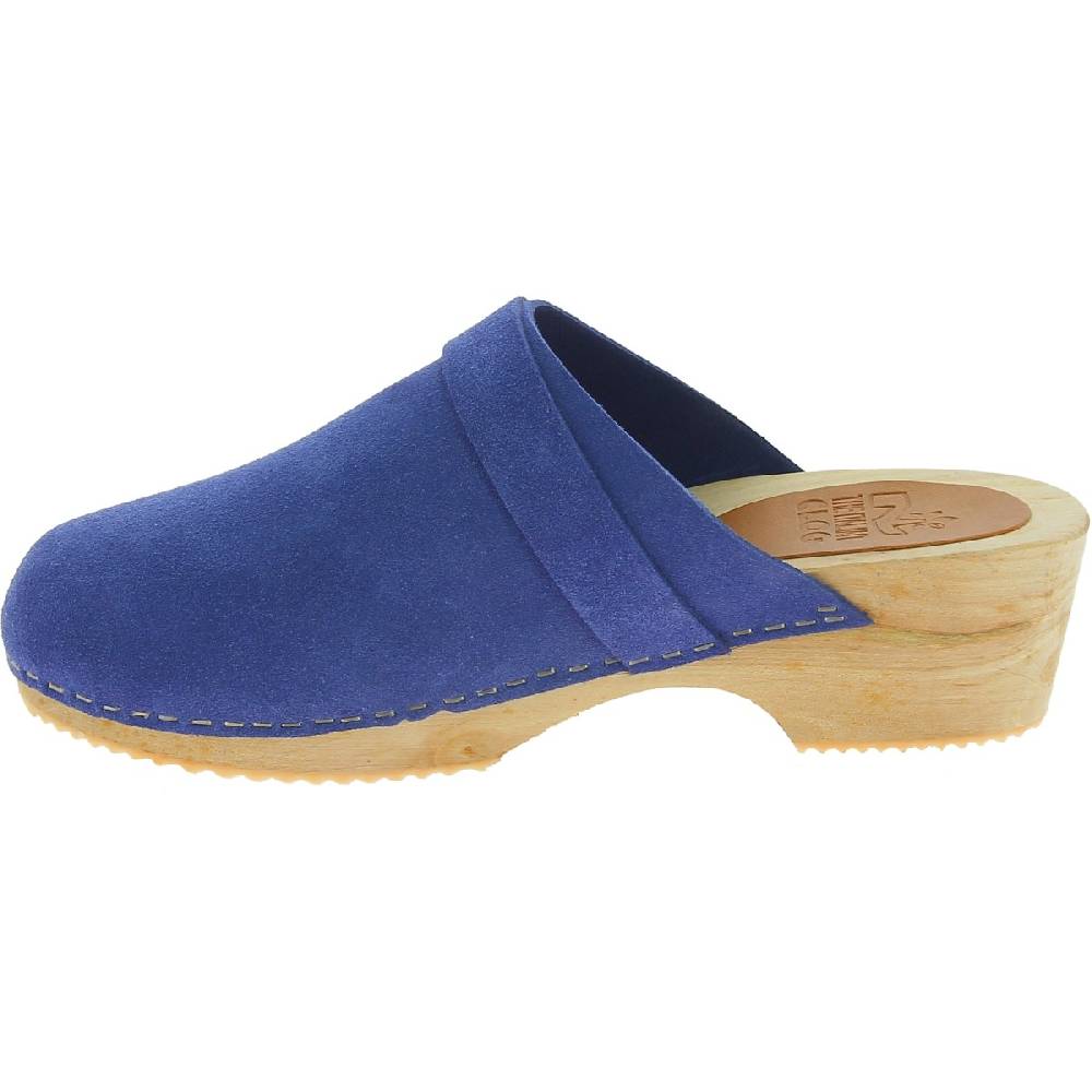 Lartigiano Del Cuoio Zoccoli in legno da donna con tomaia chiusa in pelle scamosciata blu Fino Al -60%