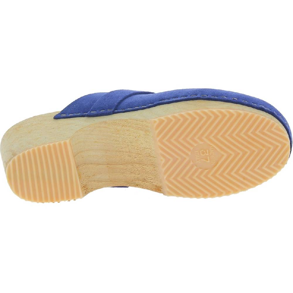 Lartigiano Del Cuoio Zoccoli in legno da donna con tomaia chiusa in pelle scamosciata blu Fino Al -60%
