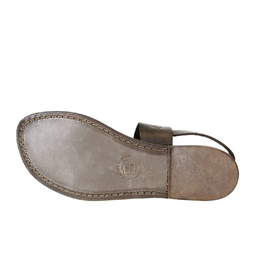 Lartigiano Del Cuoio Sandali francescani donna in pelle color fango artigianali Prezzo Ridotto