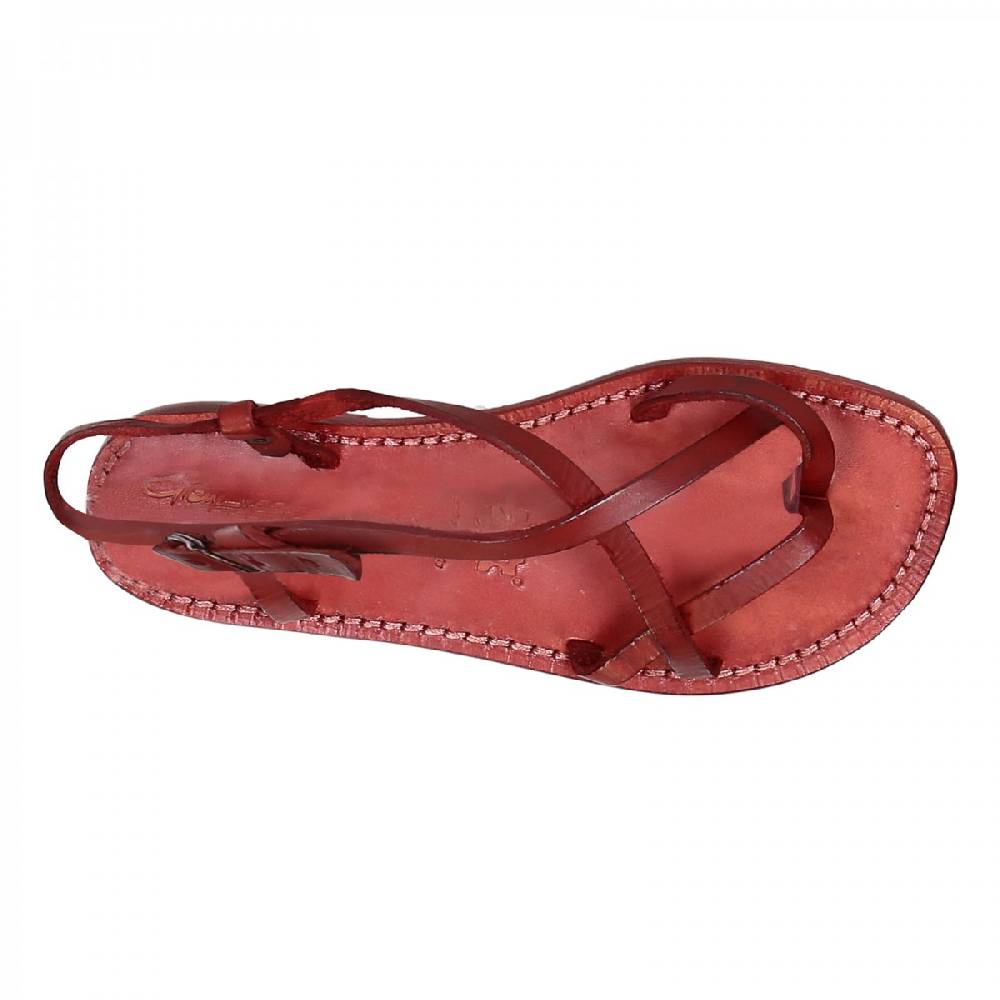 Lartigiano Del Cuoio Sandali cuoio artigianali donna in pelle rosso Sottocosto