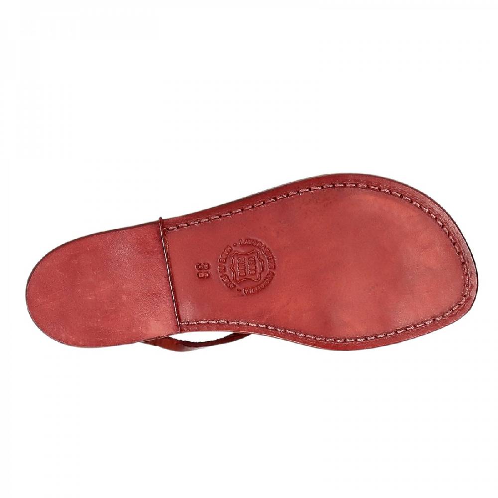 Lartigiano Del Cuoio Sandali cuoio artigianali donna in pelle rosso Sottocosto