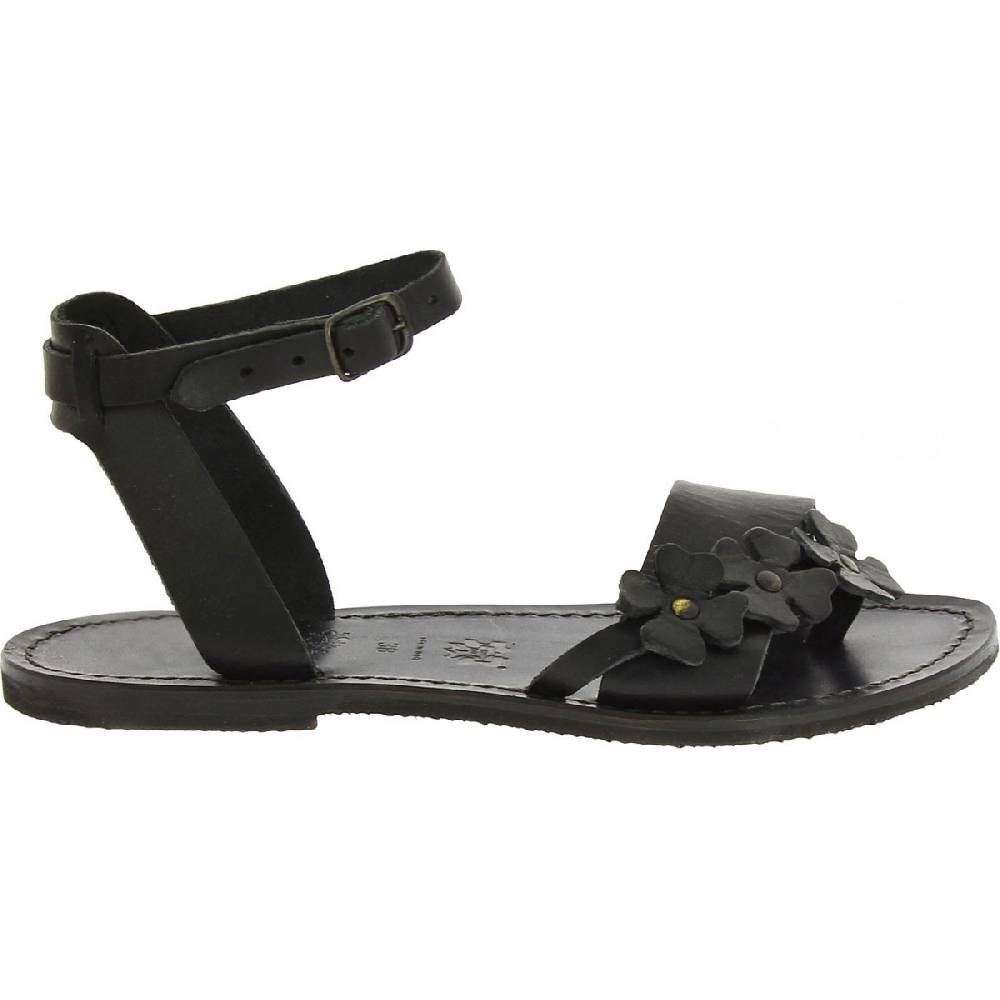 Lartigiano Del Cuoio Sandali bassi donna artigianali in pelle color nero Presa