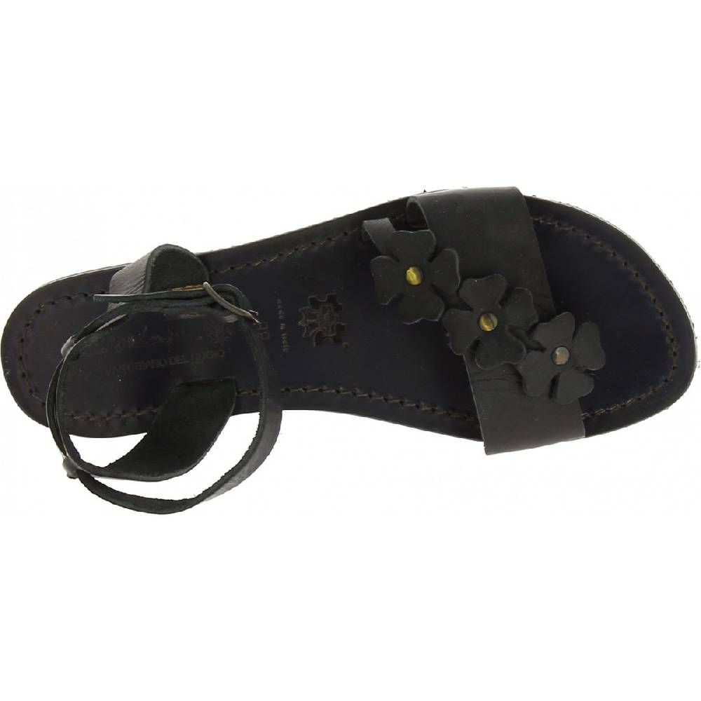 Lartigiano Del Cuoio Sandali bassi donna artigianali in pelle color nero Presa
