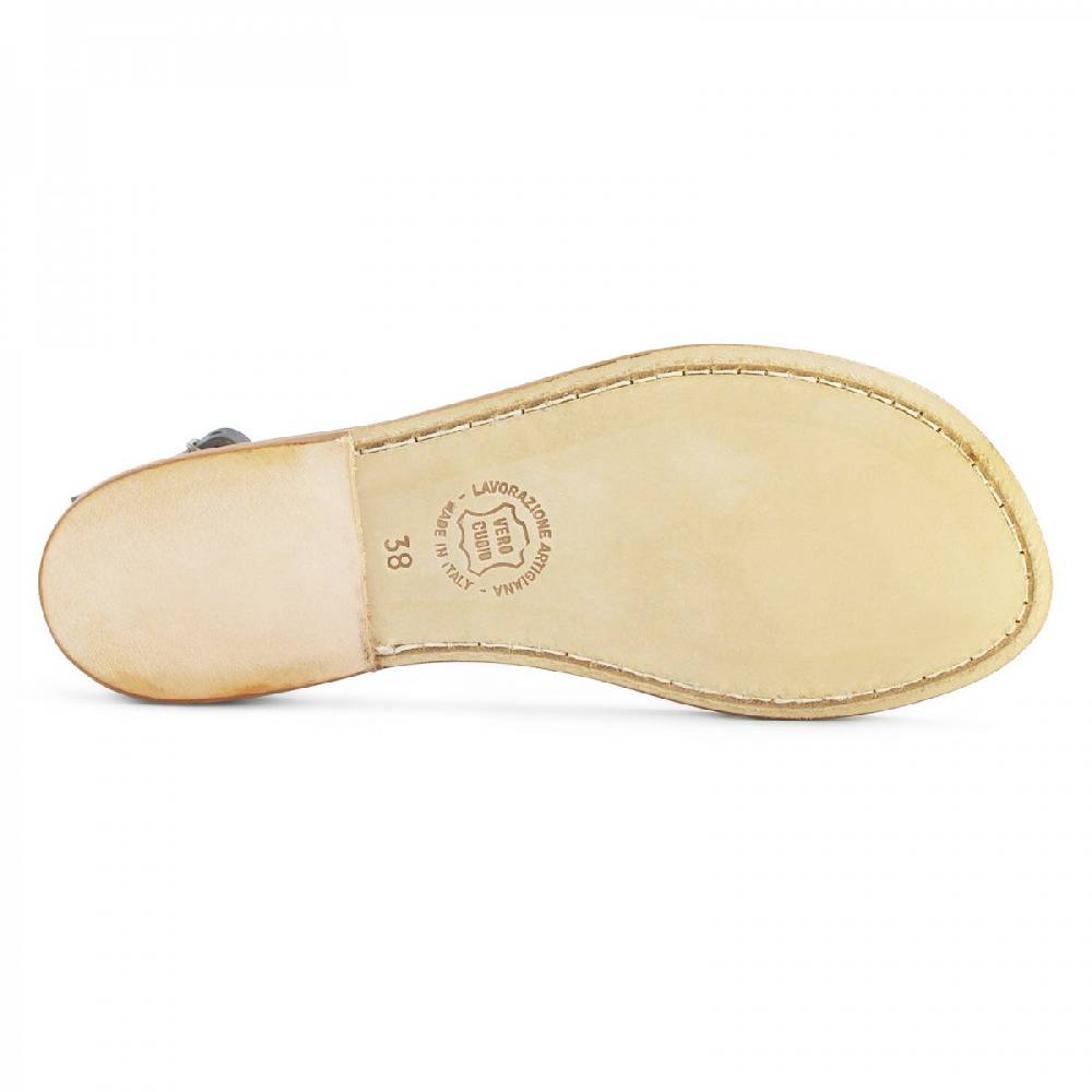 Lartigiano Del Cuoio Sandali infradito donna in pelle bicolore marrone e oro Economico