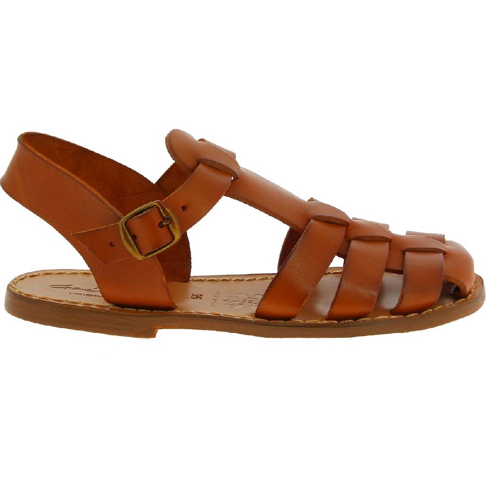 Lartigiano Del Cuoio Sandali bassi in pelle color cuoio fatti a mano in Italia Outlet