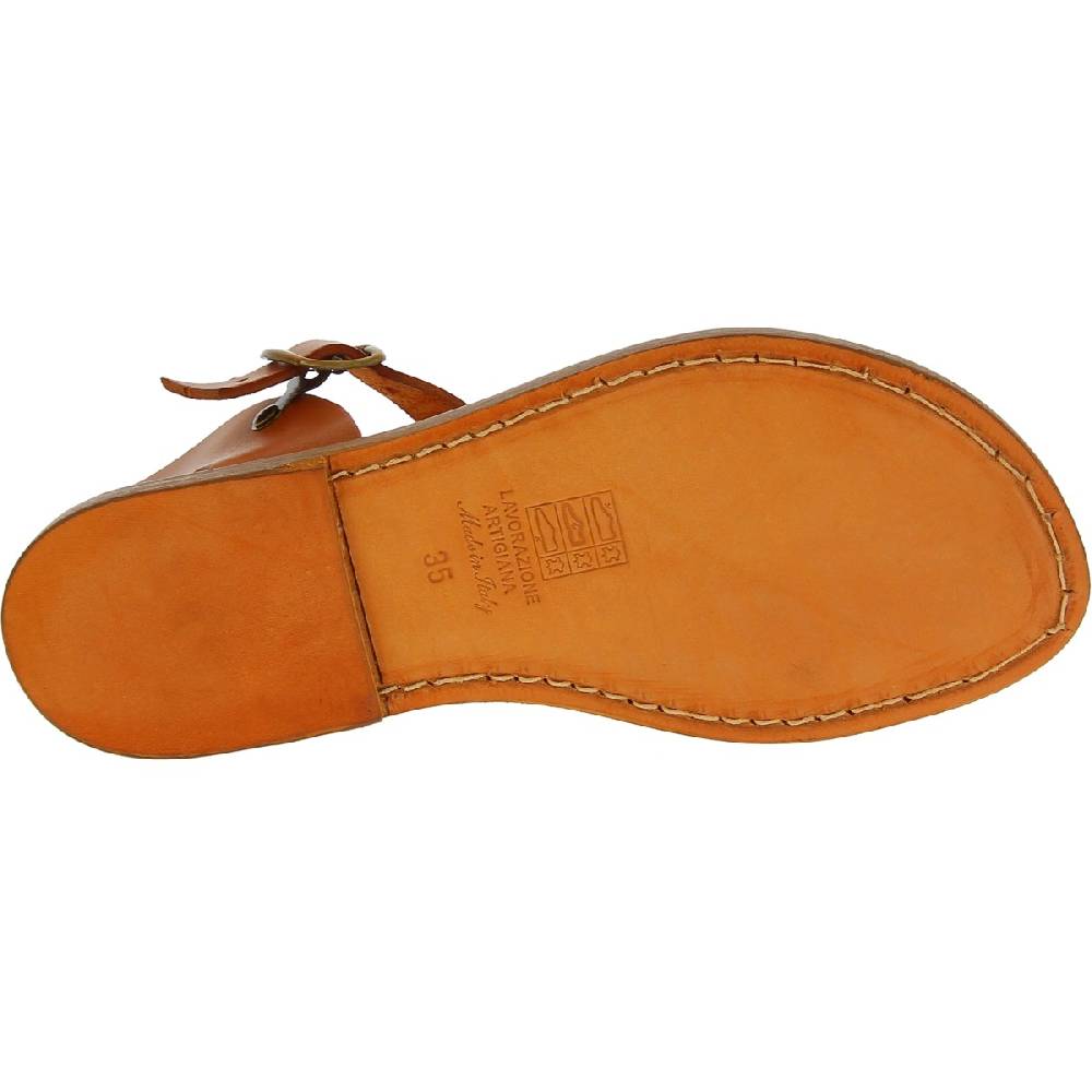 Lartigiano Del Cuoio Sandali bassi in pelle color cuoio fatti a mano in Italia Outlet