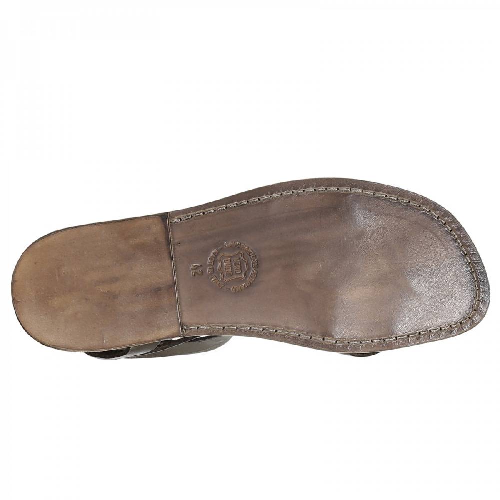 Lartigiano Del Cuoio Sandalo gladiatore uomo in pelle color fango Saldi Di Fabbrica