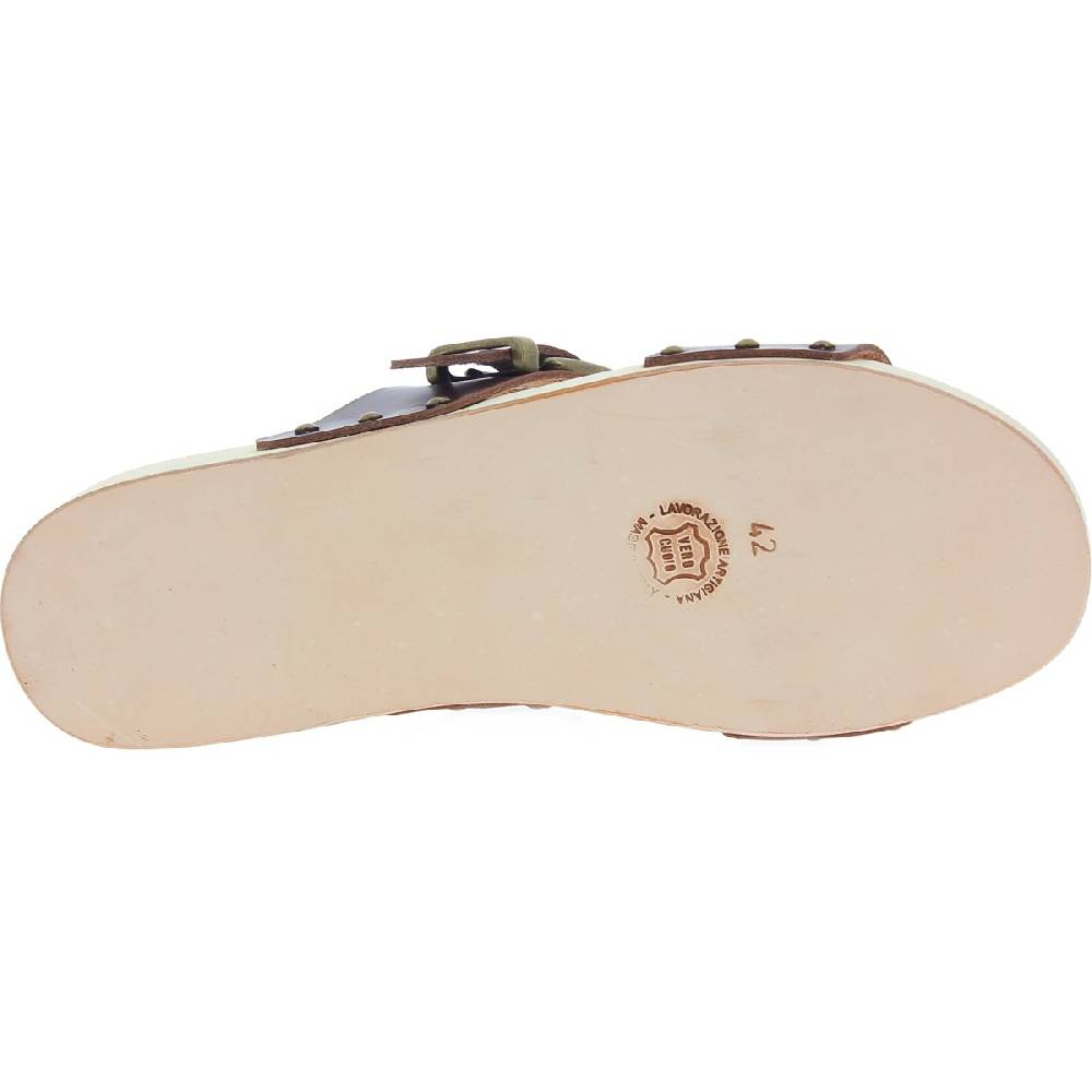Lartigiano Del Cuoio Zoccoli da uomo con doppia fascia regolabile in pelle marrone scuro Outlet