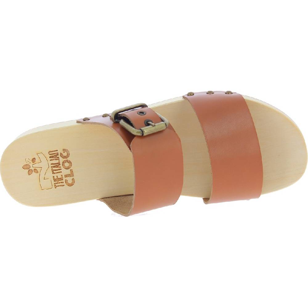 Lartigiano Del Cuoio Zoccoli artigianali da uomo con doppia fascia regolabile in pelle marrone In Vendita