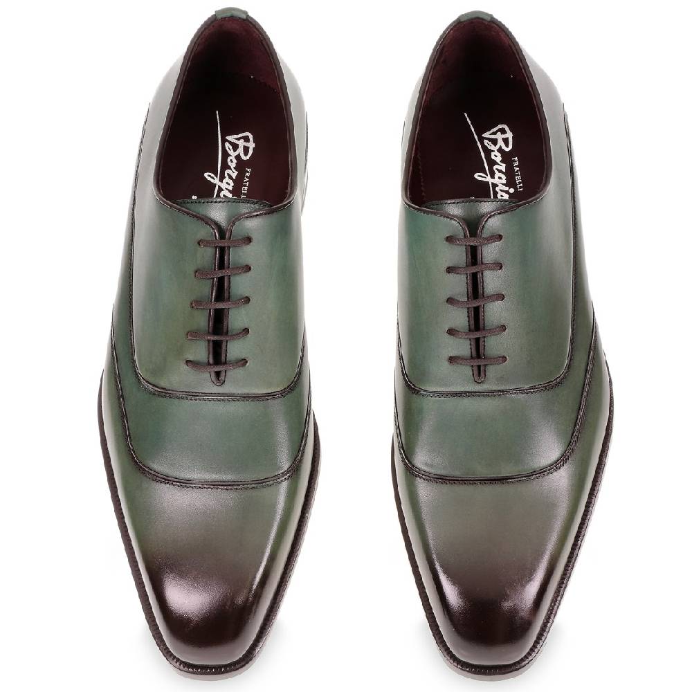 Lartigiano Del Cuoio Scarpe oxford da uomo in pelle verde tinta a mano da Fratelli Borgioli Hotsell