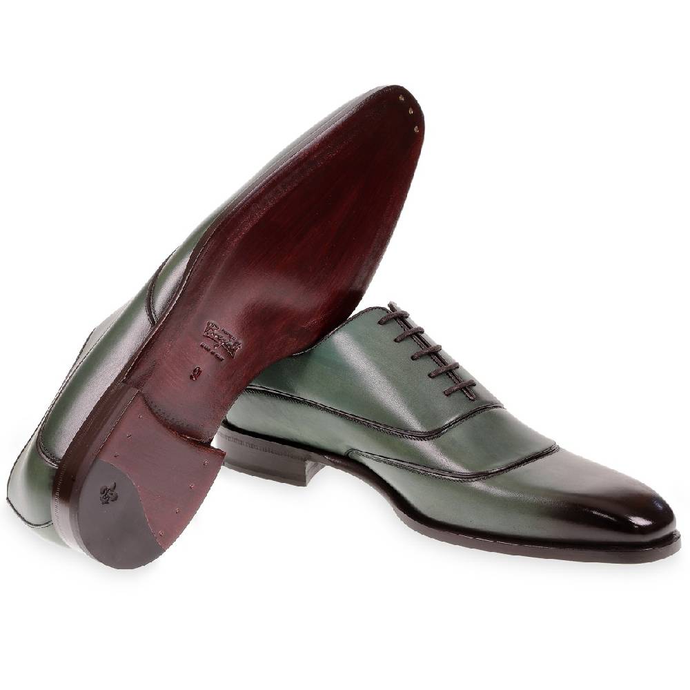 Lartigiano Del Cuoio Scarpe oxford da uomo in pelle verde tinta a mano da Fratelli Borgioli Hotsell