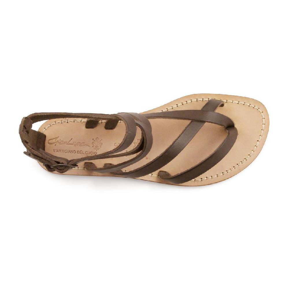 Lartigiano Del Cuoio Sandali gladiatore donna in pelle marrone artigianali Nuova