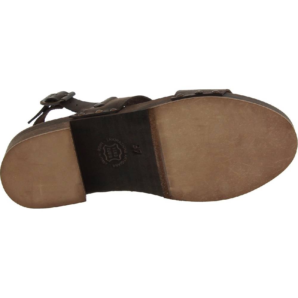 Lartigiano Del Cuoio Zoccoli in legno marrone scuro artigianali con fascia in pelle Vendita