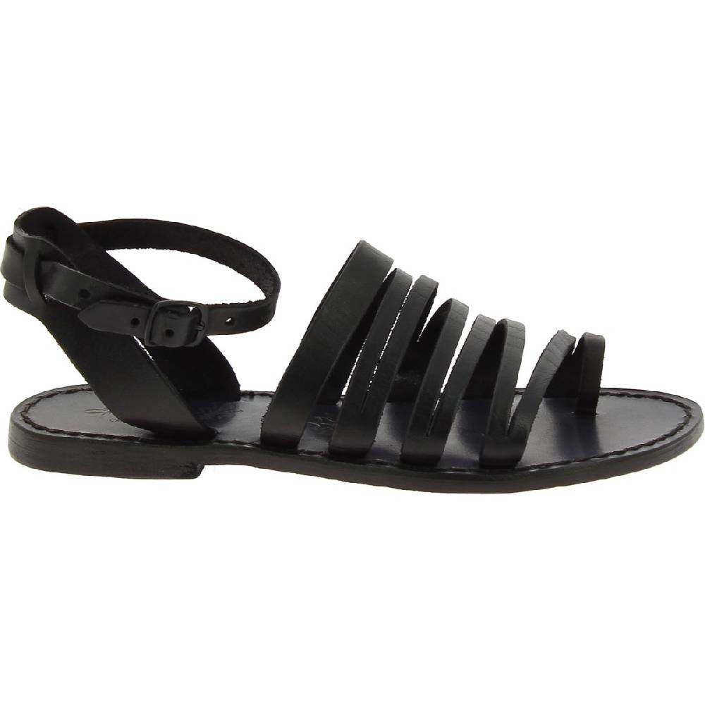 Lartigiano Del Cuoio Sandali infradito donna fatti a mano in pelle nera Spedizione Gratuita