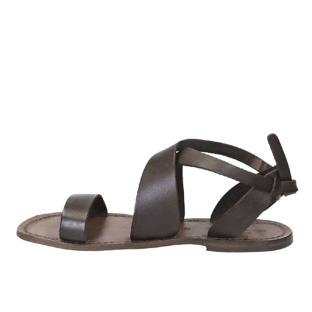 Lartigiano Del Cuoio Sandali donna fatti a mano in pelle color fango Acquista Ora