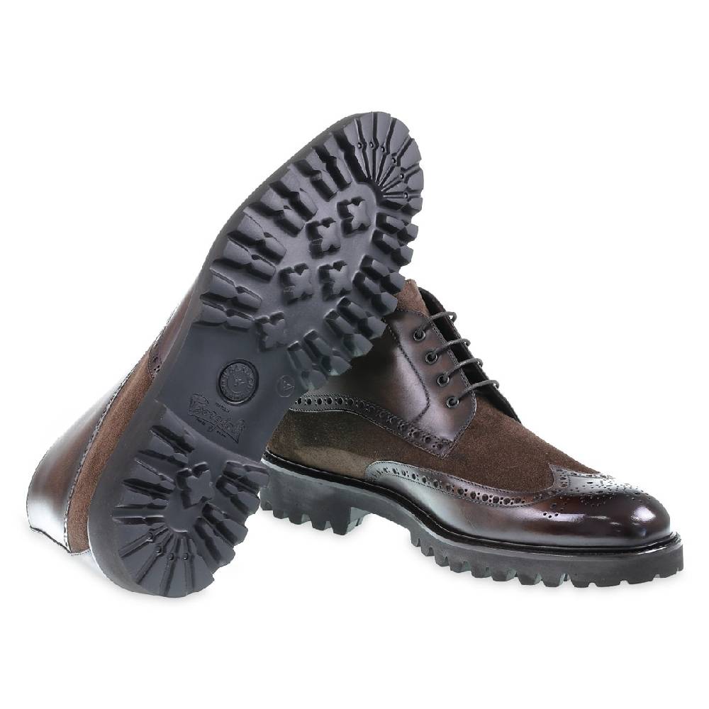 Lartigiano Del Cuoio Stivaletti brogue in pelle e camoscio marrone - Fratelli Borgioli Fino Al -60%