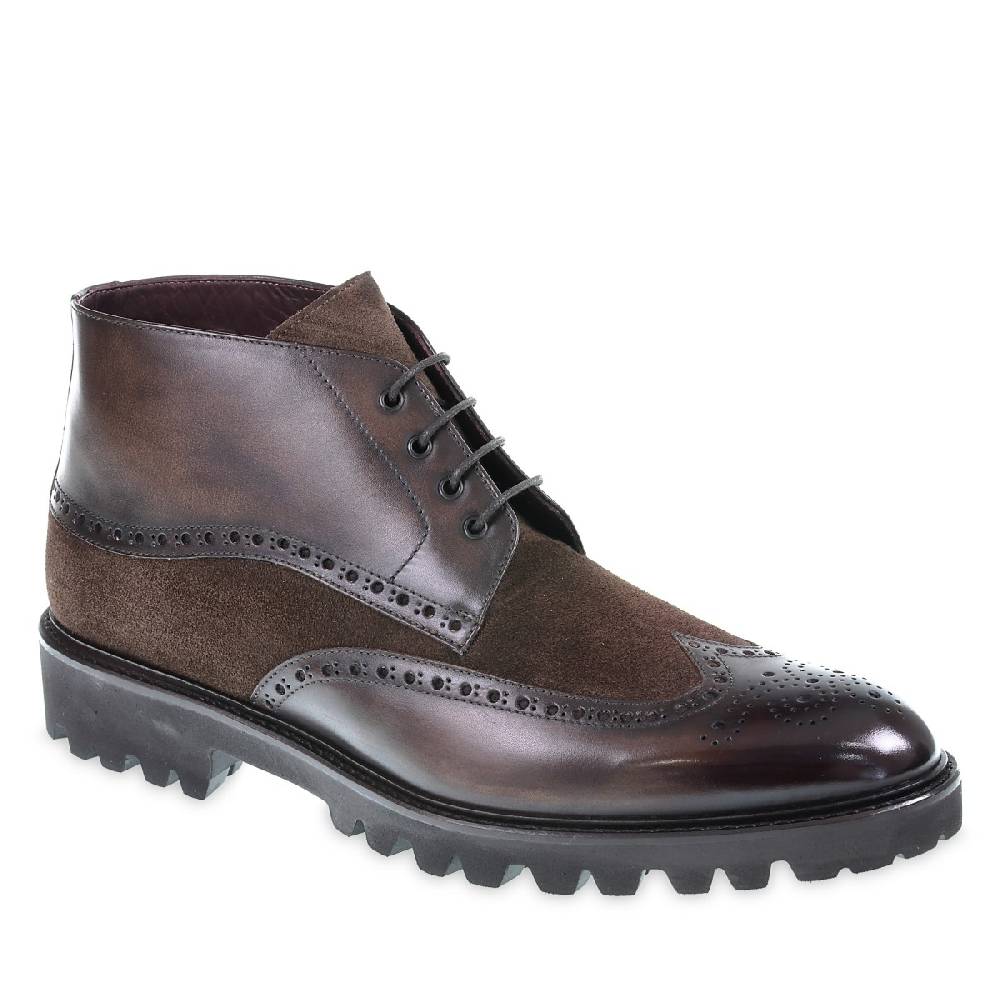 Lartigiano Del Cuoio Stivaletti brogue in pelle e camoscio marrone - Fratelli Borgioli Fino Al -60%